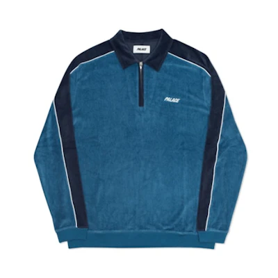 Palace Velour Half Zip Grey/Black