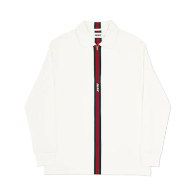 Palace Vertical Weave Zip Polo White