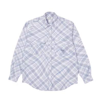 PALACE Warp Check Shirt Blue Plaid Pocket Long Sleeve Unisex Shirt. P22SHT064