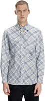 Shop PALACE 格紋口袋長袖襯衫 藍色Unisex 男女皆宜上衣 長袖襯衣 P22SHT064