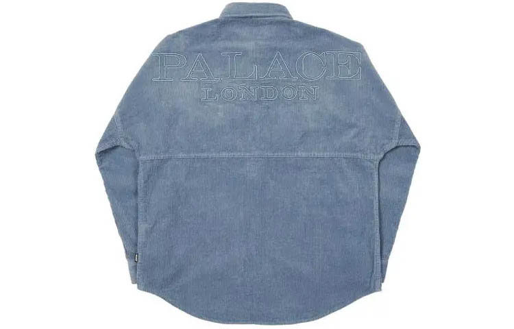 Order PALACE 水洗落肩灯芯绒衬衫灰蓝色 FW21 男女同款夹克. P21SHT031