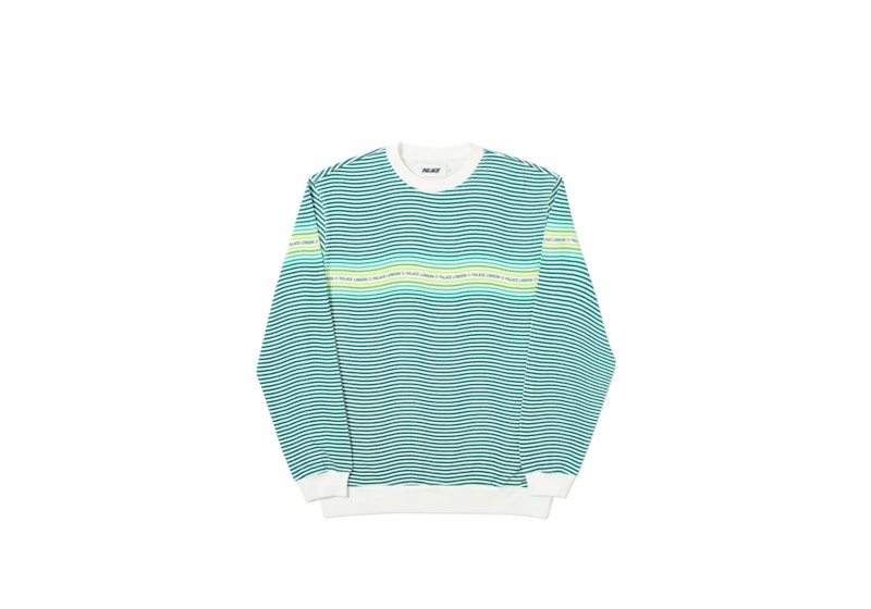 Palace Wavey Stripe Crew Green