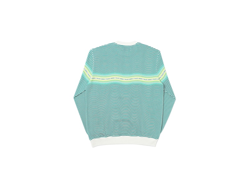 Palace Wavey Stripe Crew Green 圖 2