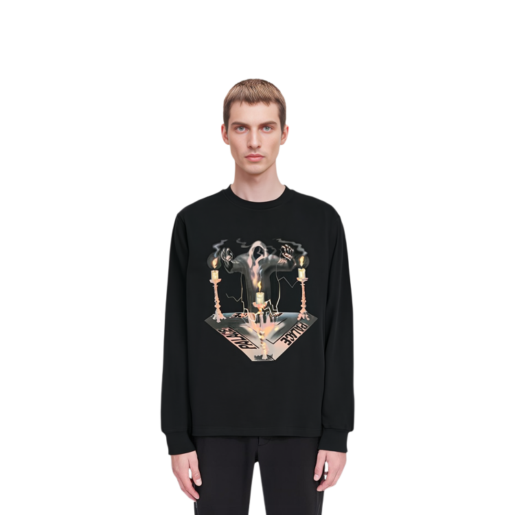 Shop PALACE Wizard Grafik Lengan Panjang Crewneck Tee Hitam P15LS030