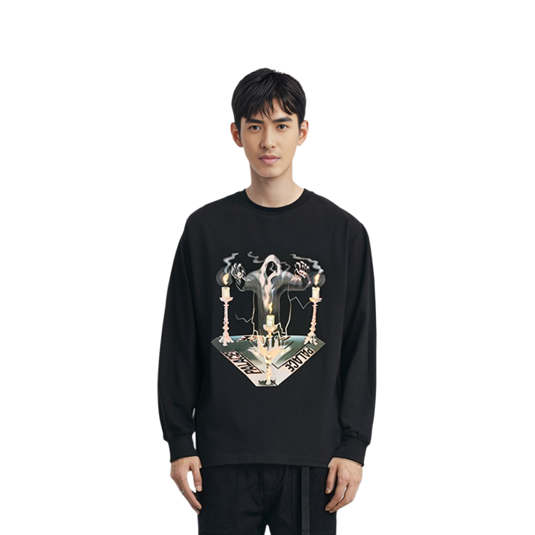 Details for PALACE Wizard Grafik Lengan Panjang Crewneck Tee Hitam P15LS030