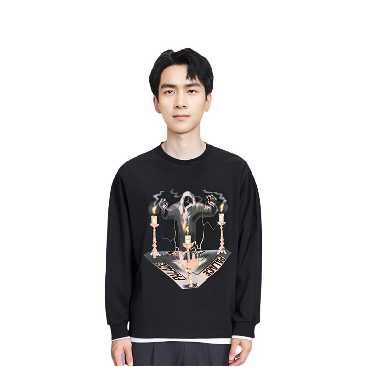Sizing PALACE Wizard Grafik Lengan Panjang Crewneck Tee Hitam P15LS030