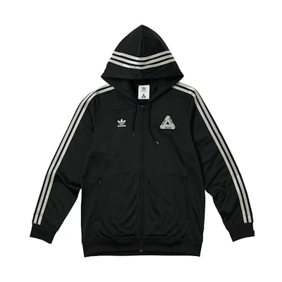 PALACE adidas Originals Hooded Firebird Track Jacket Black Unisex Logo Embroidery. IJ9803