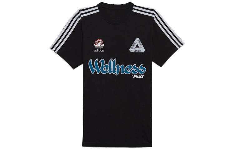 PALACE x adidas Originals Wellness Graphic Logo Stripe Tee Black T-Shirt. HB9126