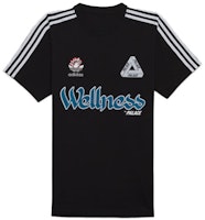 PALACE x adidas Originals Wellness Graphic Logo Stripe Tee Black T-Shirt. HB9126 PALACE x adidas Originals Wellness Graphic Logo Stripe Tee Black T-Shirt. HB9126