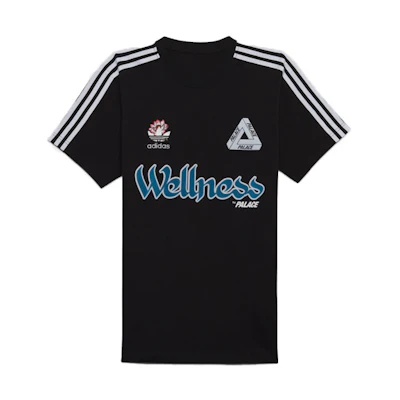 PALACE adidas Originals Wellness Graphic Logo Stripe Tee Black T-Shirt. HB9126