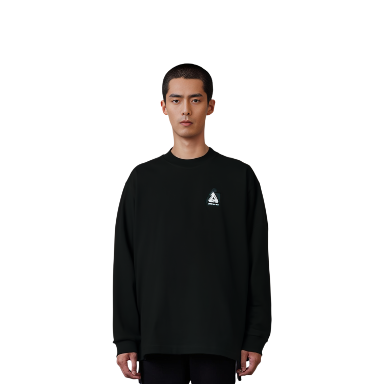 Sizing PALACE x AMG 2.0 긴팔 블랙 티 유니섹스 크루넥 셔츠. P22AMGLS001