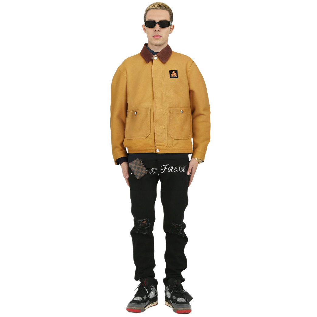 Shop PALACE x AMG 焦糖色工装夹克黄 - 标志印花翻领外套. P22AMGJK001