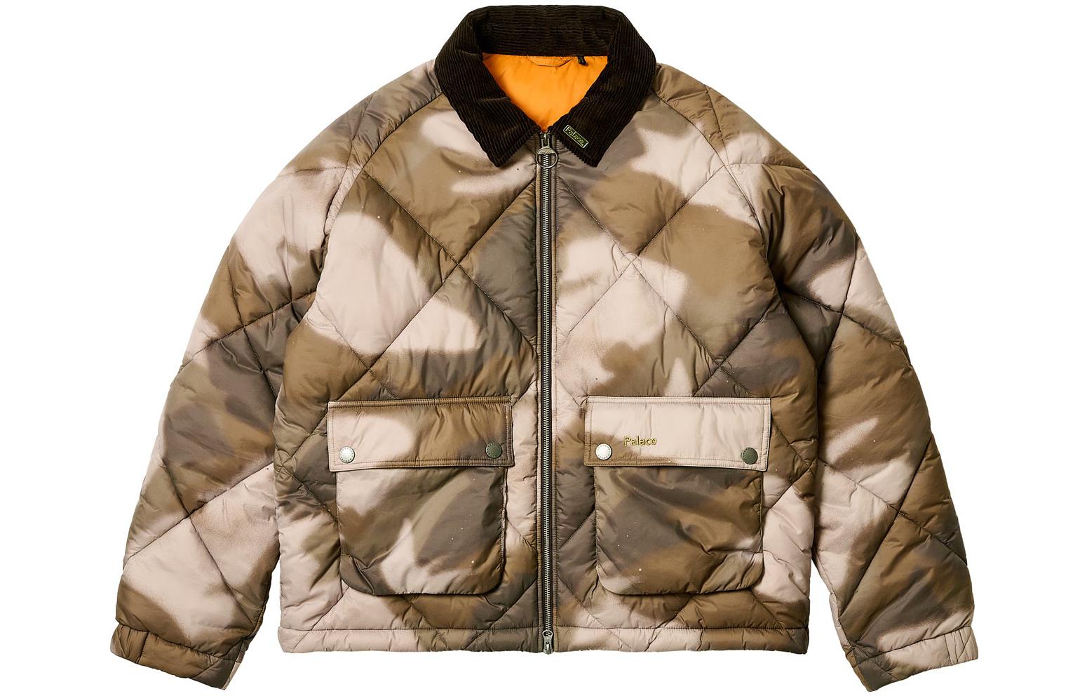 Palace BARBOUR FW23 Camo Quilted Zip-Up Jacket Brown-Unisex MQU1781GN31