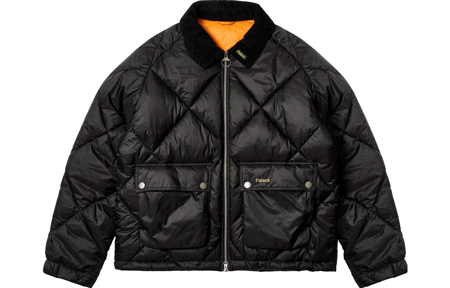 Palace BARBOUR FW23 Quilted Zip-Up Jacket Black Unisex Collaboration MQU1702BK11