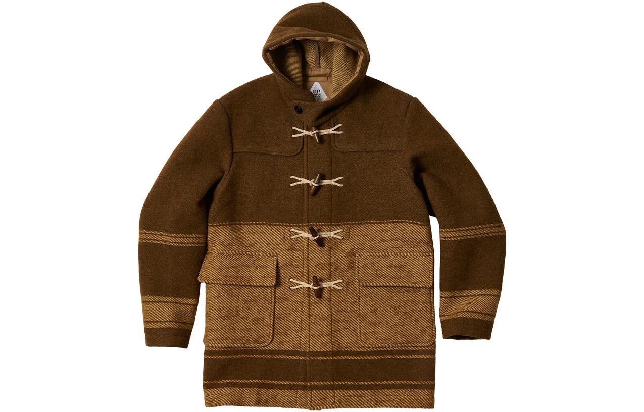 PALACE x C.P. Company FW22 Duffel Jacket Brown Striped Toggle Wool Coat Unisex. P23CPJK001
