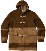 PALACE x C.P. Company FW22 Duffel Jacket Brown Striped Toggle Wool Coat Unisex. P23CPJK001 PALACE x C.P. Company FW22 Duffel Jacket Brown Striped Toggle Wool Coat Unisex. P23CPJK001