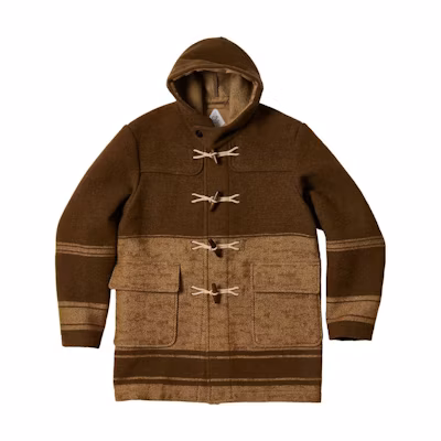 PALACE C.P. Company FW22 Duffel Jacket Brown Striped Toggle Wool Coat Unisex. P23CPJK001