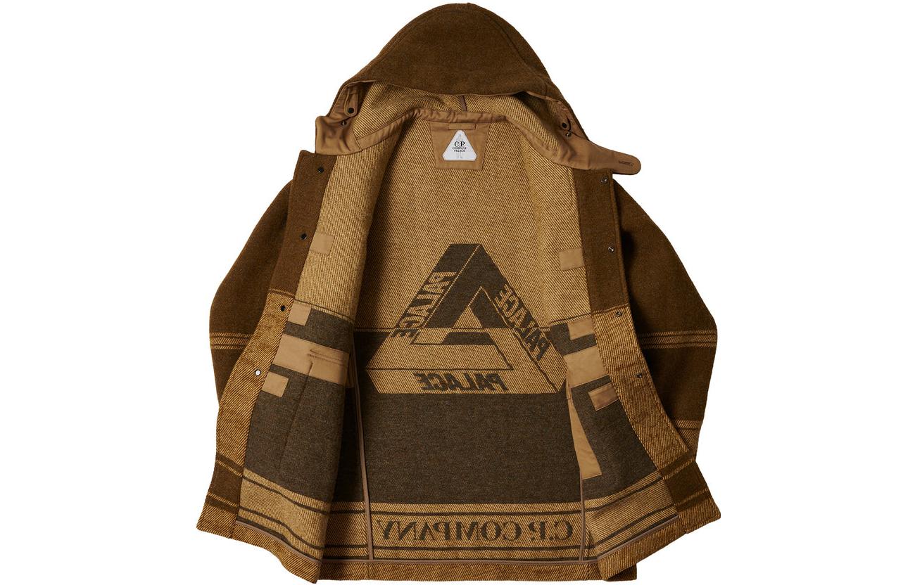 Purchase PALACE x C.P. Company 联名FW22棕色条纹羊毛束扣大衣男女同款夹克外套 P23CPJK001