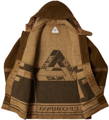 PALACE x C.P. Company 联名FW22棕色条纹羊毛束扣大衣男女同款夹克外套 P23CPJK001 Purchase PALACE x C.P. Company 联名FW22棕色条纹羊毛束扣大衣男女同款夹克外套 P23CPJK001