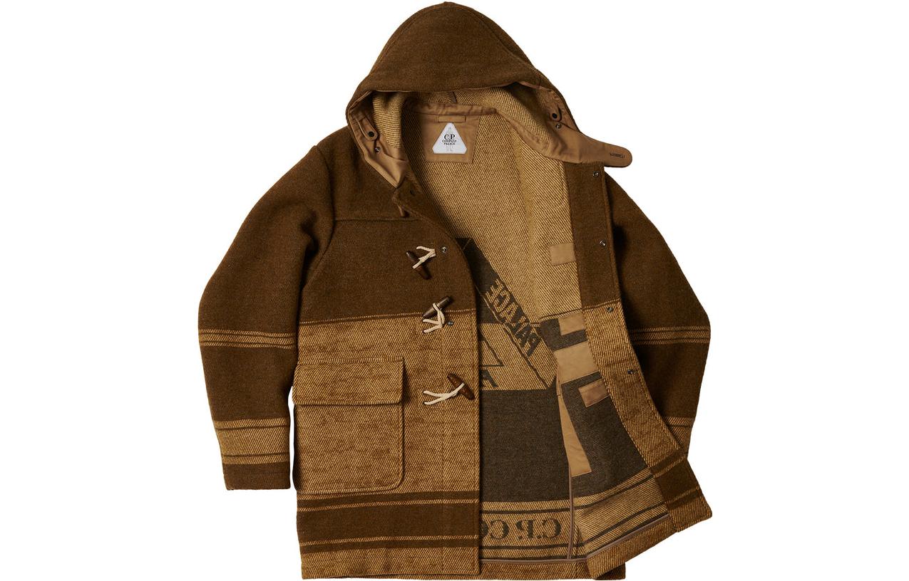 Details for PALACE x C.P. Company 联名FW22棕色条纹羊毛束扣大衣男女同款夹克外套 P23CPJK001