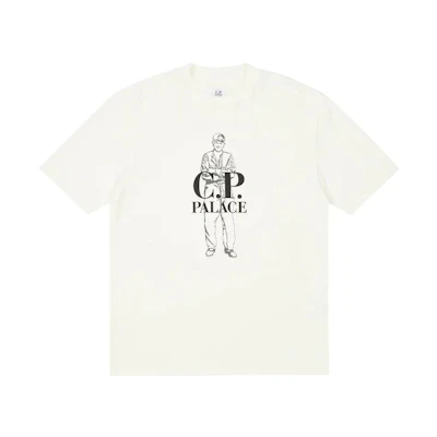 PALACE C.P. Company FW22 White Logo Print Unisex Crewneck T-Shirt. P23CPES002