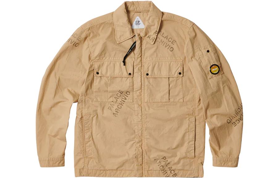 Palace C P Company FW22 Washed Cotton Shirt Jacket Stone Logo Beige Unisex P23CPSHT001 圖 2