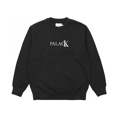 PALACE Calvin Klein Black Logo Crewneck Sweatshirt Unisex Long Sleeve. 21663140_001