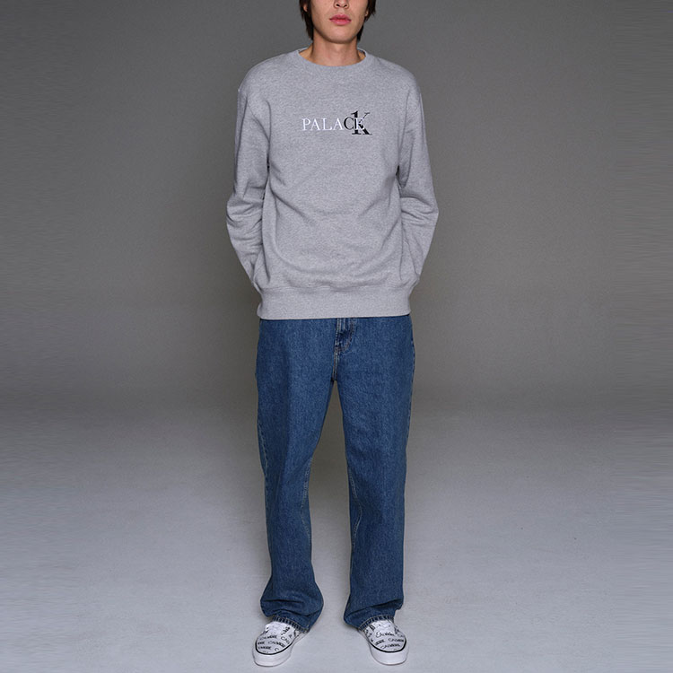 PALACE Calvin Klein Logo Print Crewneck Sweatshirt Unisex Light Grey. 21663140-060 圖 4