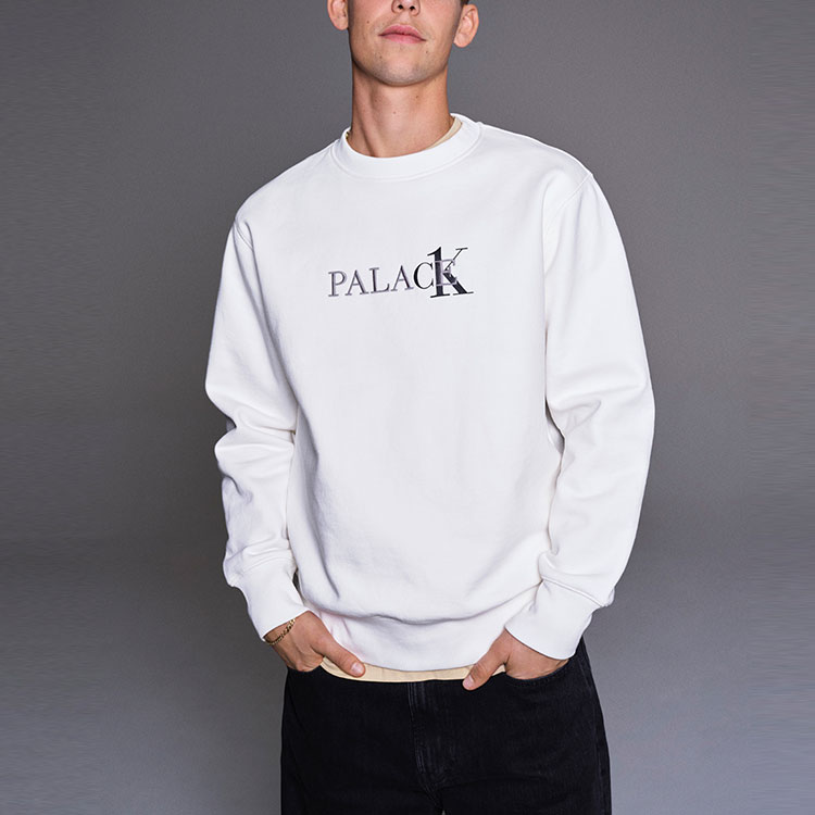 PALACE Calvin Klein Logo Print Crewneck Sweatshirt Unisex Off-White. 21663140-110 圖 6