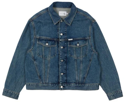 PALACE x Calvin Klein ユニセックス リラックス トラッカーデニムジャケット サンドストーンインディゴブルー 40249UC-400 Order PALACE x Calvin Klein ユニセックス リラックス トラッカーデニムジャケット サンドストーンインディゴブルー 40249UC-400