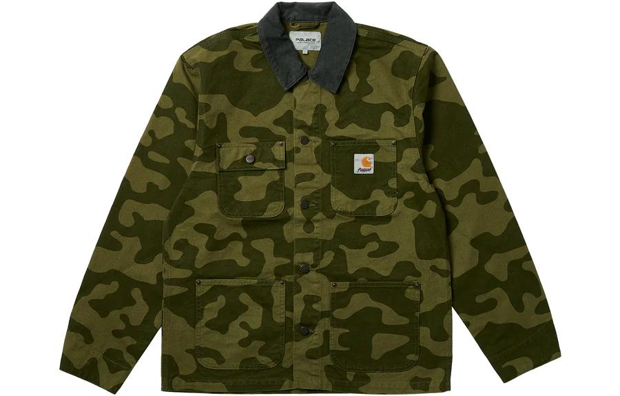 PALACE x Carhartt WIP FW23 Camo Utility Bomber Jacket with Logo Embroidery Green. I032716