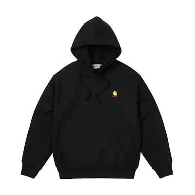 PALACE Carhartt WIP FW23 Chase Black Hoodie with Gold Embroidered Logo Unisex. I033560-BLACK
