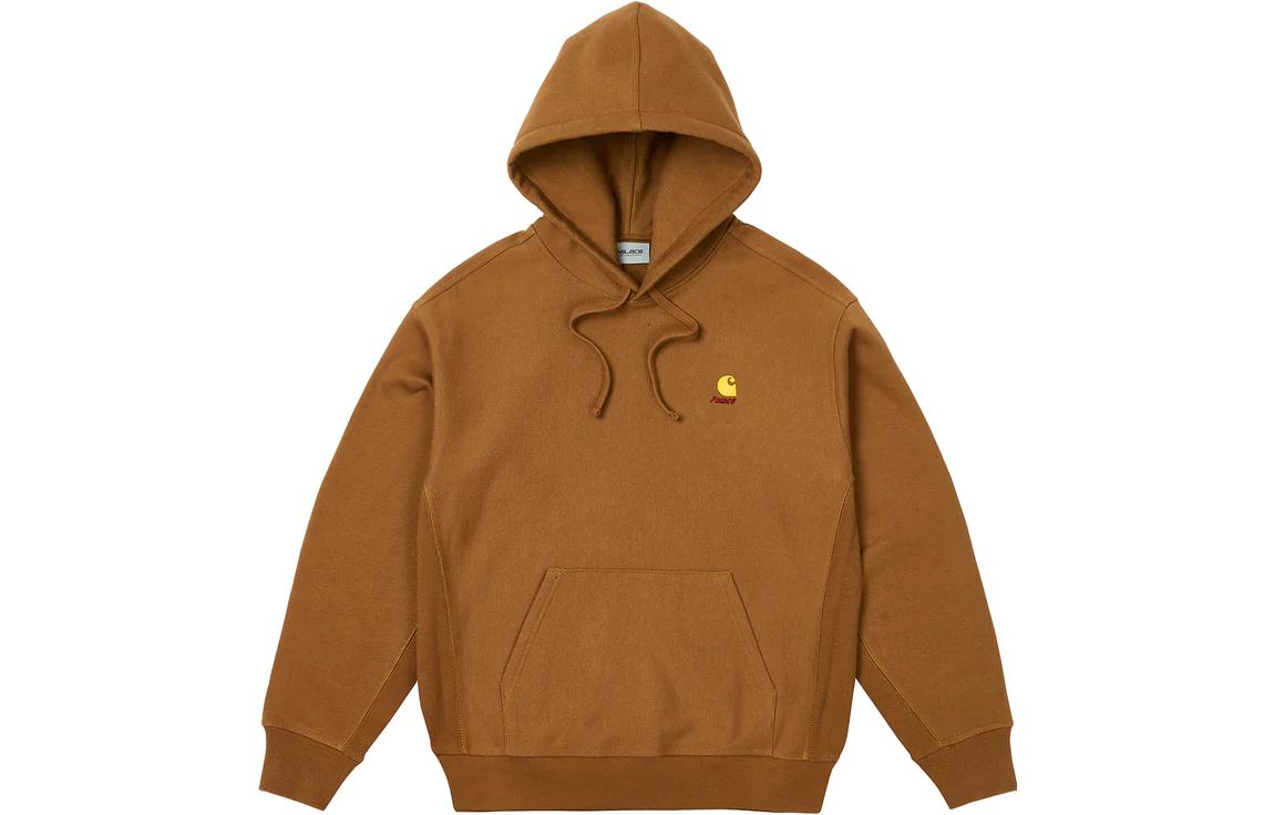 PALACE x Carhartt WIP FW23 Chase Hoodie Khaki Unisex Embroidered Logo Pullover. I033560-KHAKI