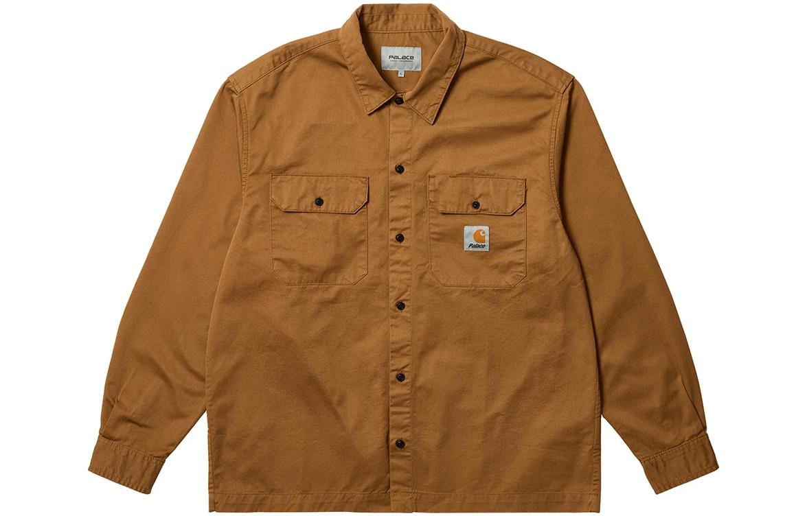 PALACE x Carhartt WIP FW23 Logo Button-Up Long Sleeve Shirt Unisex. I032721-KHAKI