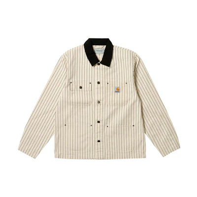 PALACE Carhartt WIP FW23 Striped Workwear Logo Jacket Cream Unisex Retro Style I032717