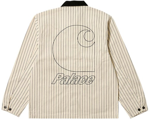PALACE x Carhartt WIP FW23 Striped Workwear Logo Jacket Cream Unisex Retro Style I032717 Lookbook PALACE x Carhartt WIP FW23 Striped Workwear Logo Jacket Cream Unisex Retro Style I032717