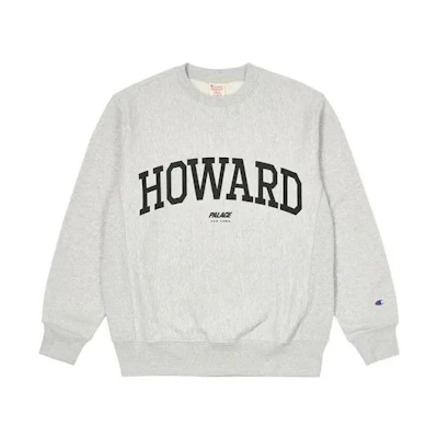 PALACE Champion FW22 Logo Print Pullover Sweatshirt Unisex Light Grey. PLA-FW22-252