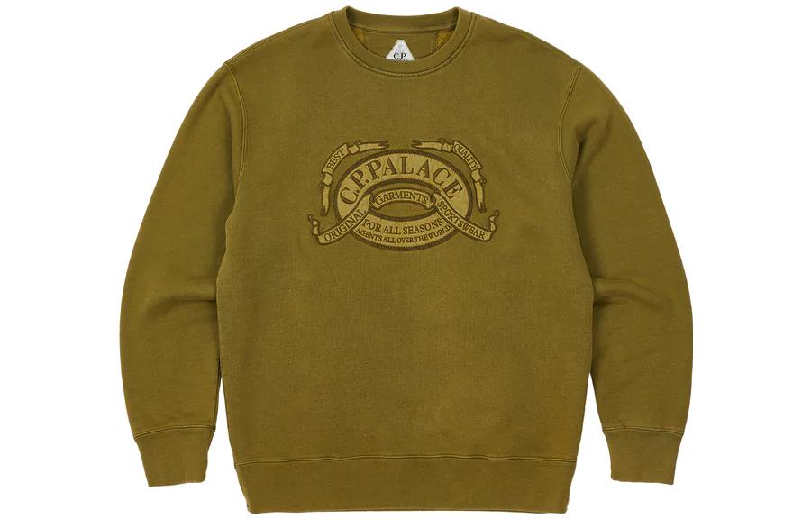Palace x CP Company FW22 Overdyed Crew Sweat Olive Unisex Pullover P23CPCS005