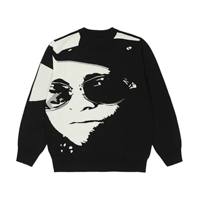 PALACE Elton John Crewneck Sweater Black - Unisex Knit Graphic Design PLA-SS22-299