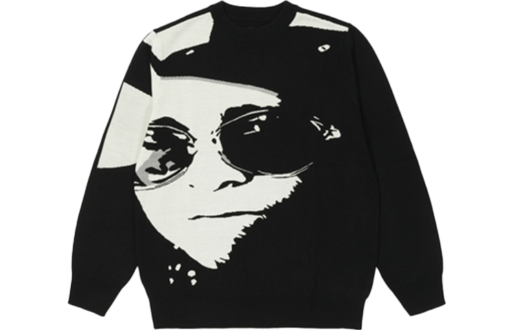 Order PALACE x Elton John Crewneck Sweater Black - Unisex Knit Graphic Design PLA-SS22-299
