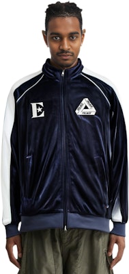 PALACE x Elton John SS22 Velour Track Top 'Navy' Contrast Zip Jacket Navy. P21CS258 Details for PALACE x Elton John SS22 Velour Track Top 'Navy' Contrast Zip Jacket Navy. P21CS258