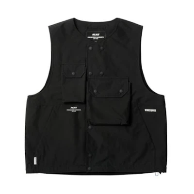 PALACE Engineered Garments FW22 Multi-Pocket Cargo Vest Black Sleeveless . PLZ1233426