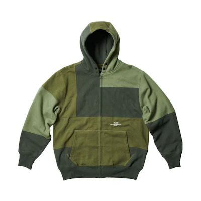 PALACE Engineered Garments FW22 Patchwork Hoodie Olive Green Menswear P23CS190