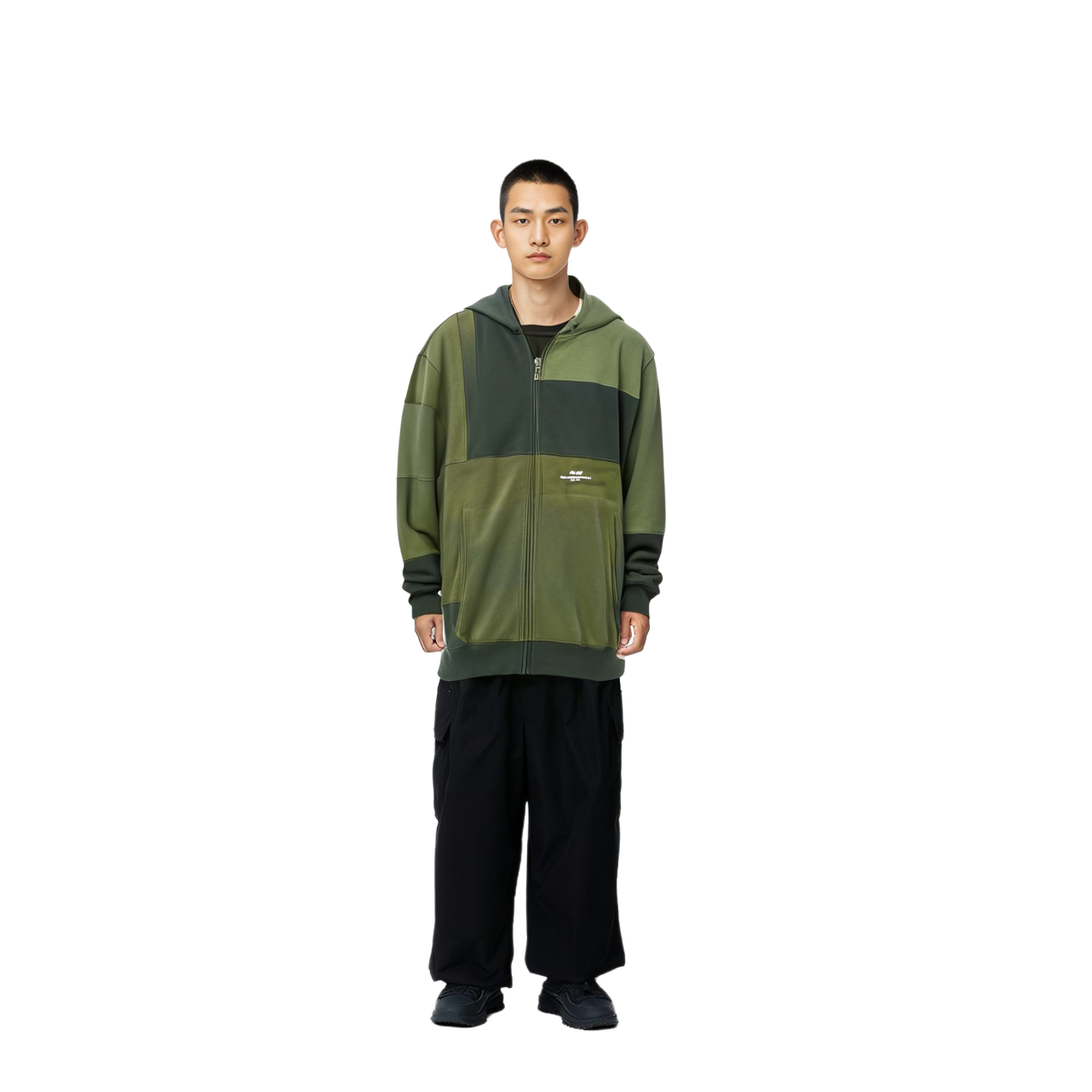 Shop PALACE x Engineered Garments FW22 Patchwork Hoodie Olive Green Menswear P23CS190