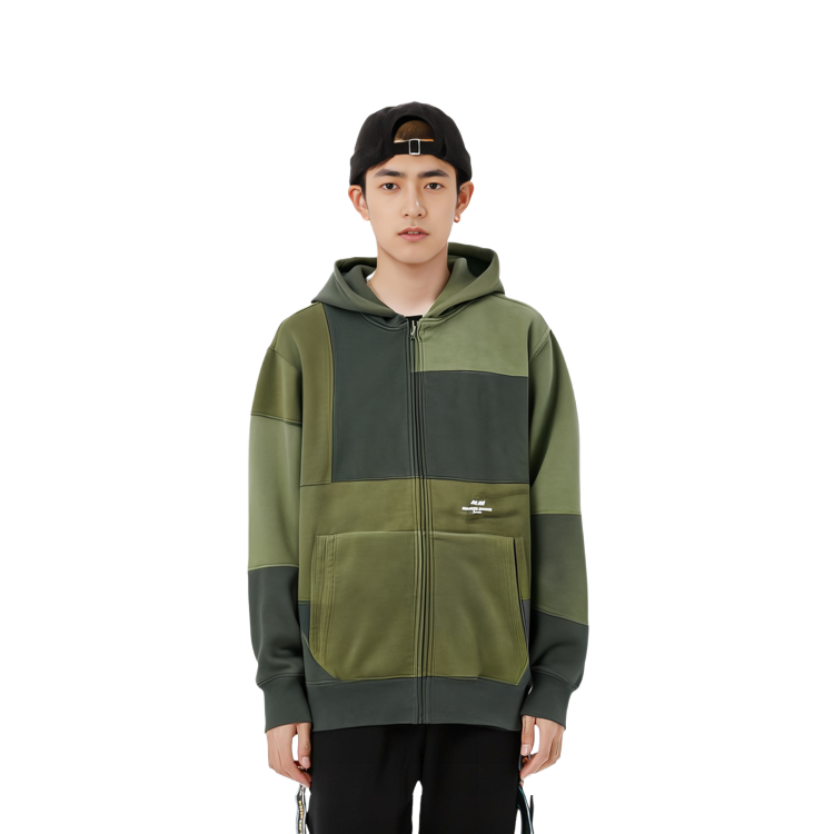 Purchase PALACE x Engineered Garments FW22 Patchwork Hoodie Olive Green Menswear P23CS190