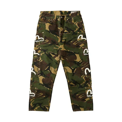 PALACE EVISU 3.0 SS23 Camo Multi-Pocket Logo Print Jeans Unisex Army Green P24EVT002