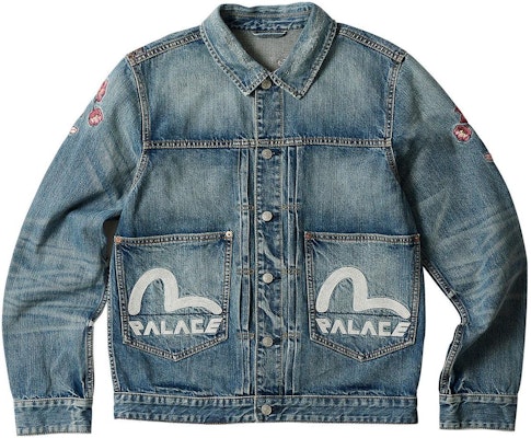 PALACE x EVISU 3.0 SS23 Sakura Embroidered Denim Jacket Unisex Blue. P24EVJK001 Buy PALACE x EVISU 3.0 SS23 Sakura Embroidered Denim Jacket Unisex Blue. P24EVJK001