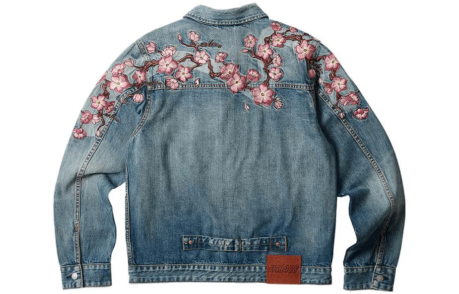 Lookbook PALACE x EVISU 3.0 SS23 Jaket Denim Sulaman Sakura Unisex Biru. P24EVJK001