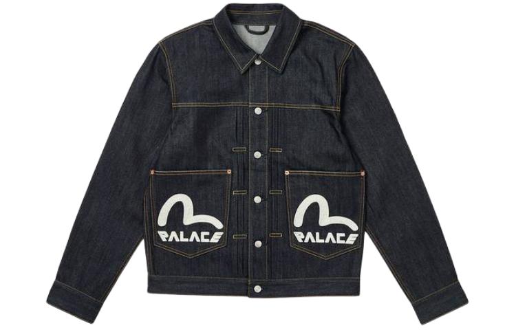 Lookbook Jaket Denim Unisex PALACE x EVISU Logo Kolaborasi Lengan Panjang Biru. 2ESPAM4DJ1147XXDNINDX