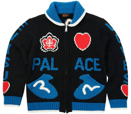 PALACE x EVISU カウチンニット ハートロゴ柄 ジャケット ユニセックス ブラック P24EVKW001 Buy PALACE x EVISU カウチンニット ハートロゴ柄 ジャケット ユニセックス ブラック P24EVKW001